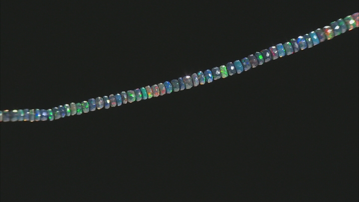 Black Ethiopian Opal Graduated Faceted appx 3-4mm Rondelle Bead Strand appx 18"