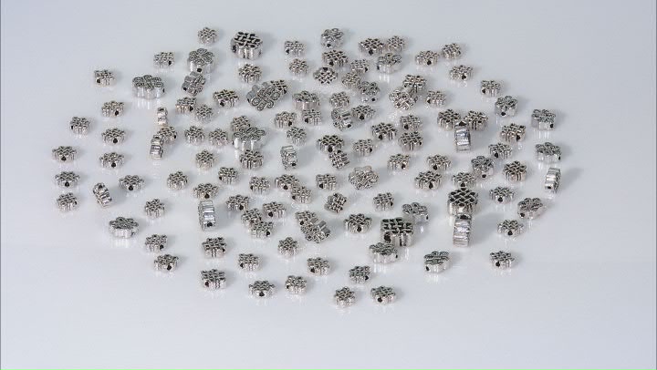 Spacer Bead Large Hole Set in 5 Styles in Antique Silver Tone 120 Pieces Total Video Thumbnail