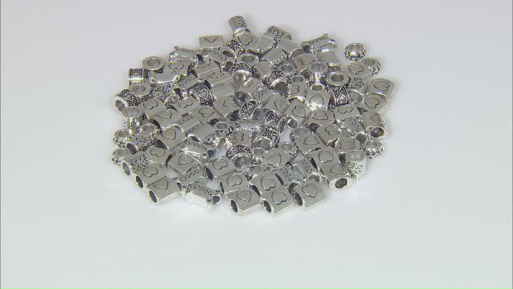 Family Love Spacer Bead Large Hole Set in 5 Styles in Antique Silver Tone 100 Pieces Total Video Thumbnail
