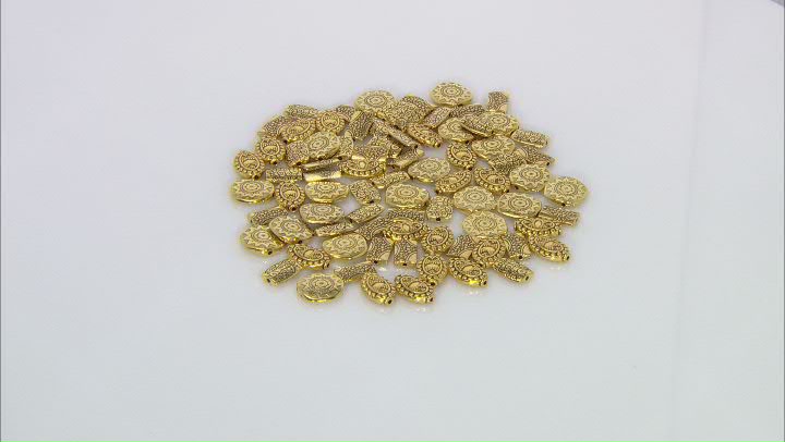 Large Metal Patterned Spacer Beads in 4 Styles in Antiqued Gold Tone 80 Pieces Total Video Thumbnail