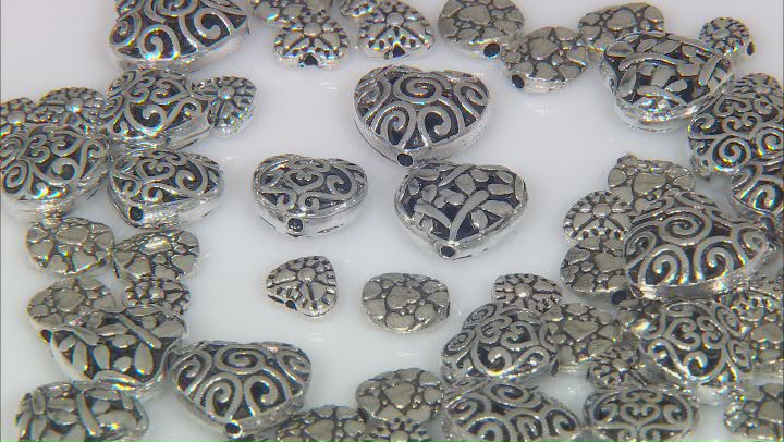 Indonesian Inspired Metal Spacer Beads in 5 Styles in Antique Silver Tone 60 Pieces Total Video Thumbnail