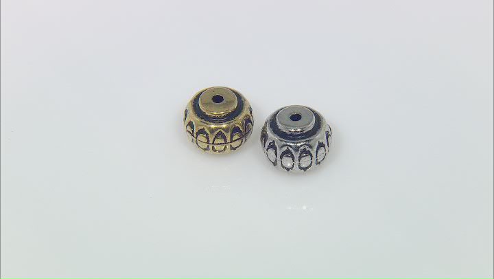 Electroplate Round Large Hole Spacer Bead in Antiqued Silver & Gold Tone 100 Pieces Total Video Thumbnail