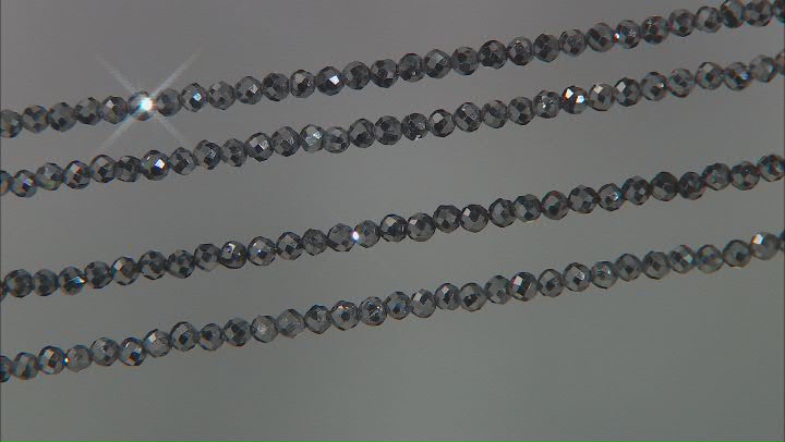 Black Spinel Faceted appx 2-2.25mm Round Bead Strand Set of 10 appx 15-16" Video Thumbnail
