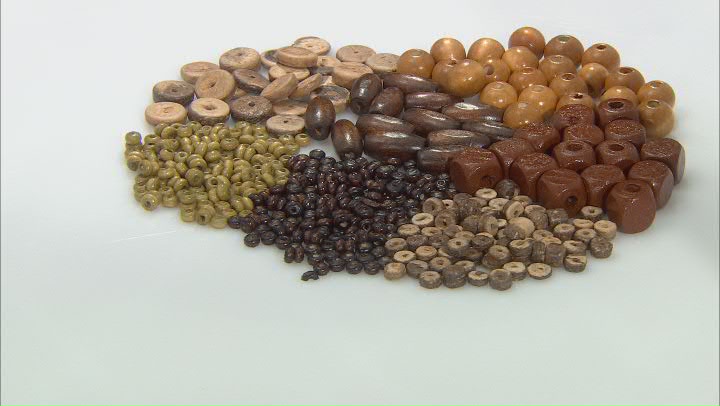 Wooden Bead Kit in 7 Assorted Colors and Sizes Appx 188g