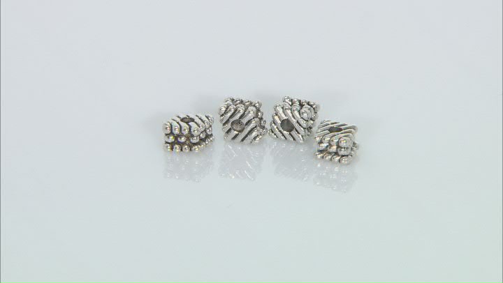 Metal Diamond appx 8x7x5mm Shape Large Hole Spacer Bead in Antique Silver Tone 175 Pieces Total Video Thumbnail