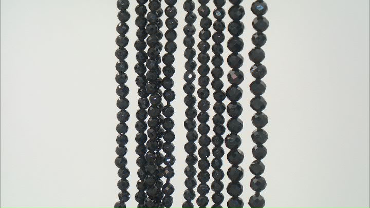 Black Spinel Faceted Round appx 2-3mm Bead Strand Set of 10 appx 12-12.5" Video Thumbnail
