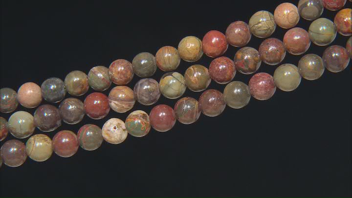 Red Creek Jasper Round appx 8mm Bead Strand Set of 3 appx 15-16" Video Thumbnail