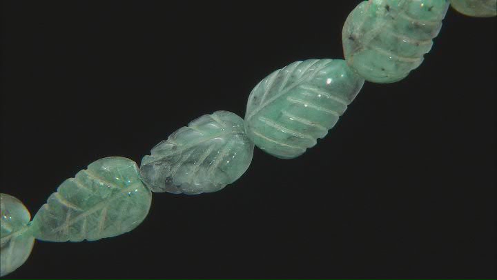 Emerald Graduated Hand-Carved Leaf appx 11x7mm-19x12mm Shape Beads appx 15-16" Video Thumbnail