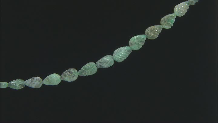 Emerald Graduated Hand-Carved Leaf appx 11x7mm-19x12mm Shape Beads appx 15-16" Video Thumbnail