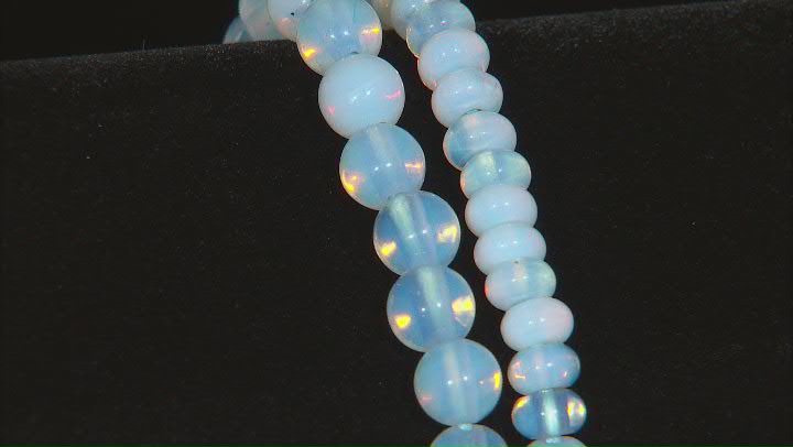 Man-Made Opalite Large Hole Round & Rondelle appx 8-10mm Bead Strand Set of 2 appx 8" Video Thumbnail