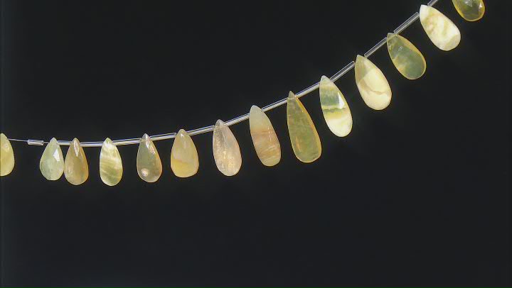 Yellow Opal Faceted Teardrop Pear appx 12x7-26x10mm Shape Bead Strand appx 15-16" Video Thumbnail