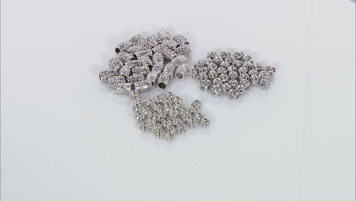 Metal Spacer Beads in Antique Silver Tone in 3 Styles 100 Pieces Total Video Thumbnail