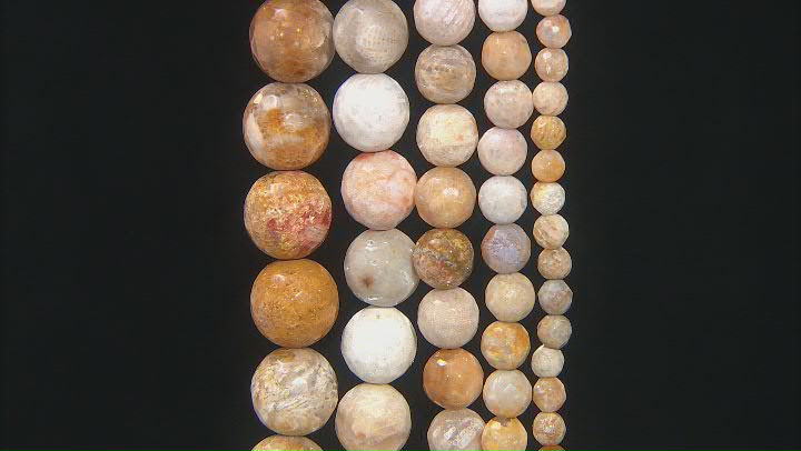 Jasper Faceted Round appx 4-12mm Bead Strand Set of 5 appx 15-16" Video Thumbnail