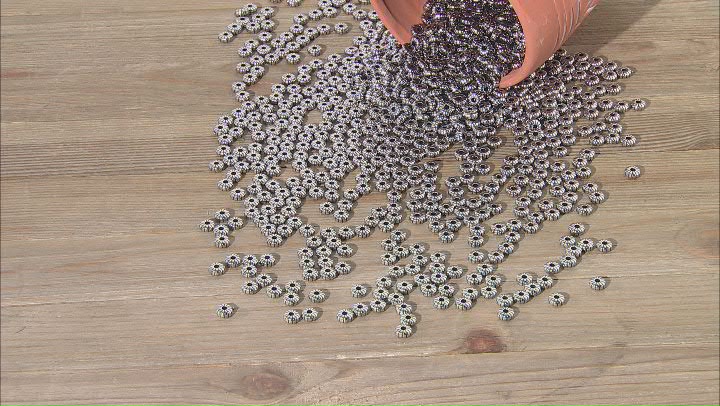 Lightweight Electroform Rondelle Large Hole Beads in Antiqued Silver Tone 1,000 Pieces Total Video Thumbnail