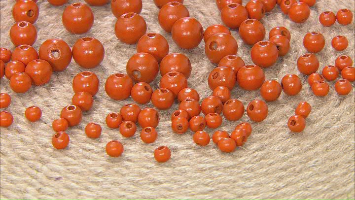 Orange Theaceae Wood Round Beads with Large Hole in 4 Sizes 500 Pieces Total Video Thumbnail