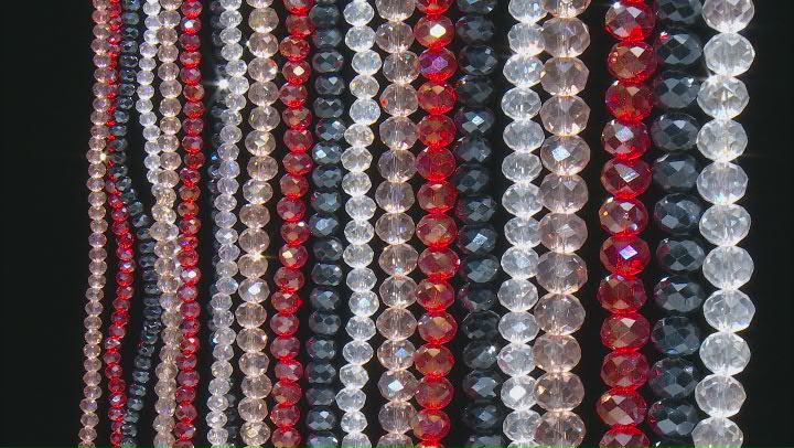 Crystal Glass Faceted Rondelle Bead Strand Set of 20 in Classic Colorway appx 15-16" Video Thumbnail