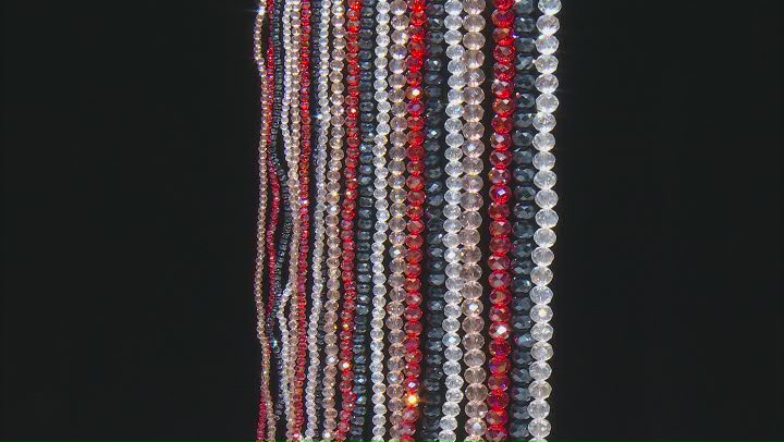 Crystal Glass Faceted Rondelle Bead Strand Set of 20 in Classic Colorway appx 15-16" Video Thumbnail