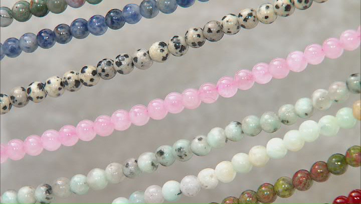 Multi-Stone Round appx 6mm Bead Strand Set of 10 appx 13-14" Video Thumbnail
