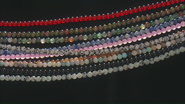 Multi-Stone Round appx 6mm Bead Strand Set of 10 appx 13-14" Video Thumbnail