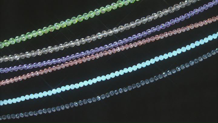 Chinese Crystal Glass Faceted Round Bead Strand Set of 6 in 6 Colors Video Thumbnail