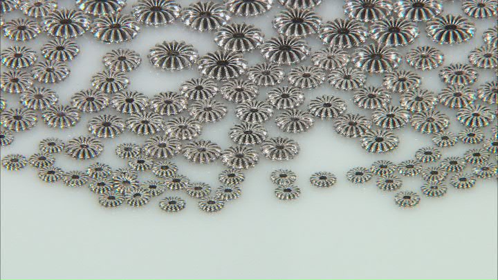 Marrakesh Inspired Rondelle Spacer Beads in Antique Silver Tone Appx 500 Pieces Total Video Thumbnail