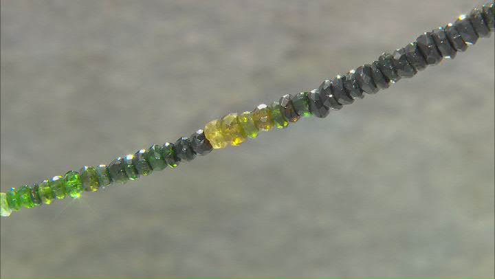 Chrome Tourmaline, Yellow Tourmaline & Schorl Mix Graduated Faceted Rondelle Bead Strand appx 13-14" Video Thumbnail