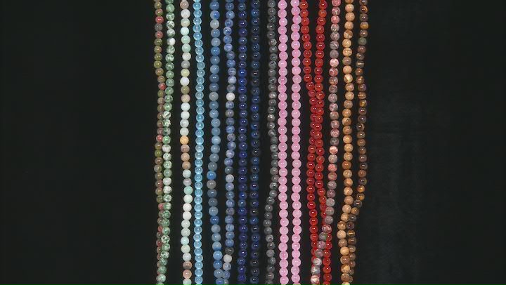 Multi-Stone Round appx 6mm Bead Strand Set of 16 appx 14-15" Video Thumbnail