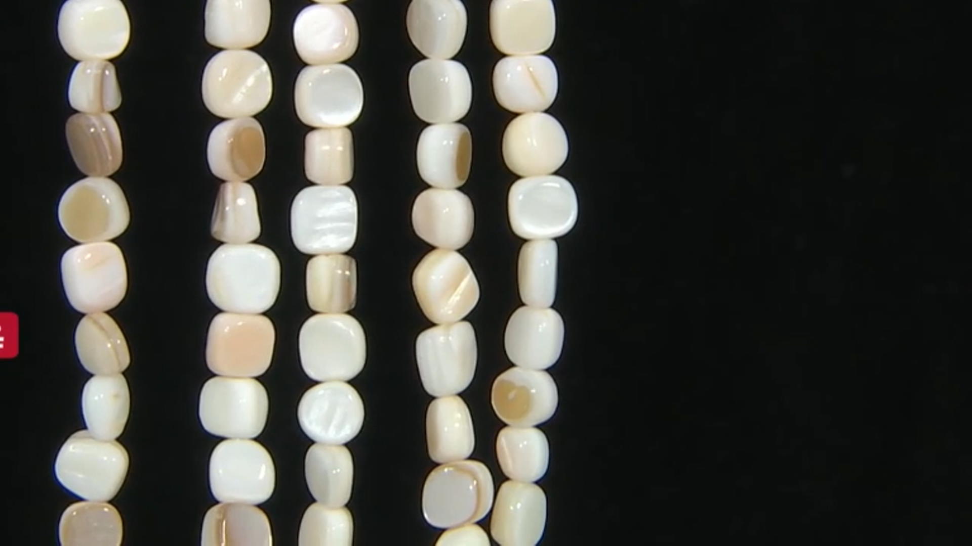 White Mother of Pearl Square Pebble appx 6.5-7.5mm Shape Bead Strand Set of 5 appx 14-15" Video Thumbnail