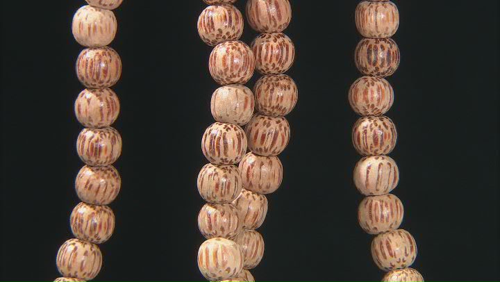 Brown Coconut Large Hole Round appx 8-9mm Bead Strand Set of 2 appx 30-31" Video Thumbnail