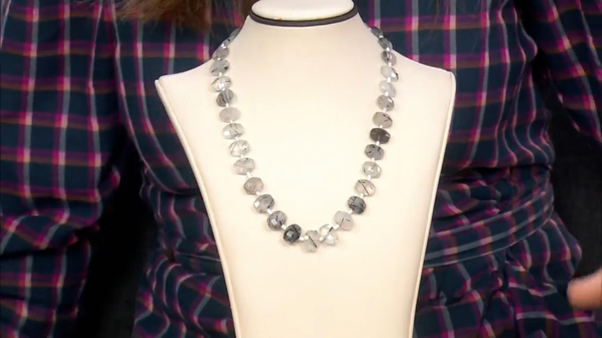 Black Tourmalinated Quartz Faceted Oval Shape appx 11x8-12x9mm Bead Strand appx 15-16" Video Thumbnail