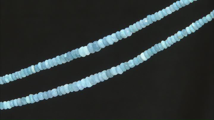 Blue Opal Graduated Faceted Rondelle appx 4x2-5x3mm Bead Strand Set of 2 appx 15-16" Video Thumbnail