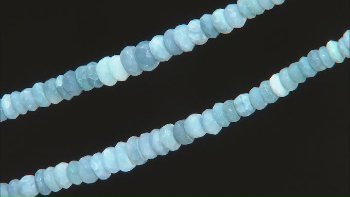 Blue Opal Graduated Faceted Rondelle appx 4x2-5x3mm Bead Strand Set of 2 appx 15-16" Video Thumbnail