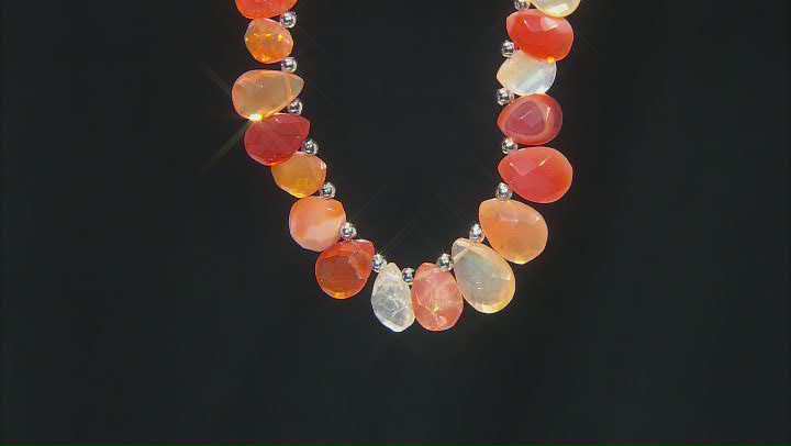 Mexican Fire Opal Graduated Faceted Teardrop Shape appx 8x5-13x10mm Bead Strand appx 15-16" Video Thumbnail