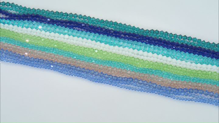 Chinese Crystal Glass Faceted appx 3-6mm Bicone Bead Strand Set of 24 in 8 Colors appx 13-14" Video Thumbnail