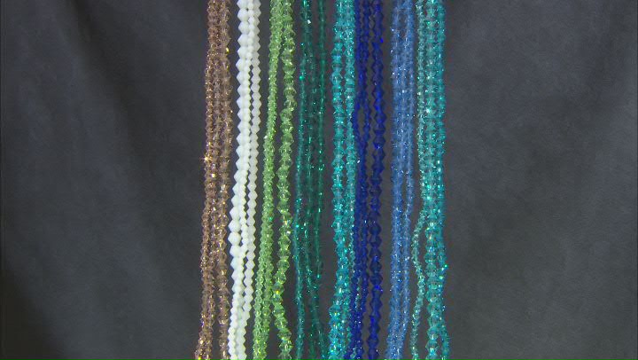 Chinese Crystal Glass Faceted appx 3-6mm Bicone Bead Strand Set of 24 in 8 Colors appx 13-14" Video Thumbnail