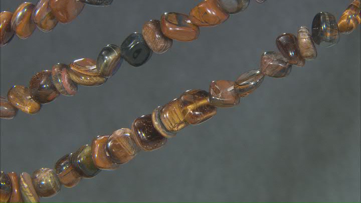 Tigers Eye Tumbled appx 11-13mm Nugget Bead Strand Set of 3 appx 13-13.75" Video Thumbnail
