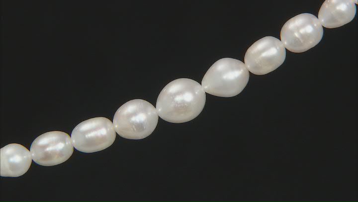 White Cultured Freshwater Pearl Graduated appx 4-10mm Rice Shape Bead Strand appx 14-15" Video Thumbnail