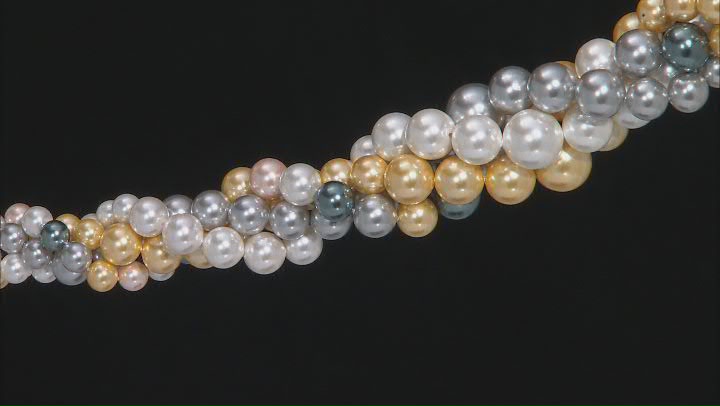 White, Golden, Gray & Multi-Color Mother of Pearl Graduated appx 6-12mm Round Bead Strand Set of 8 Video Thumbnail