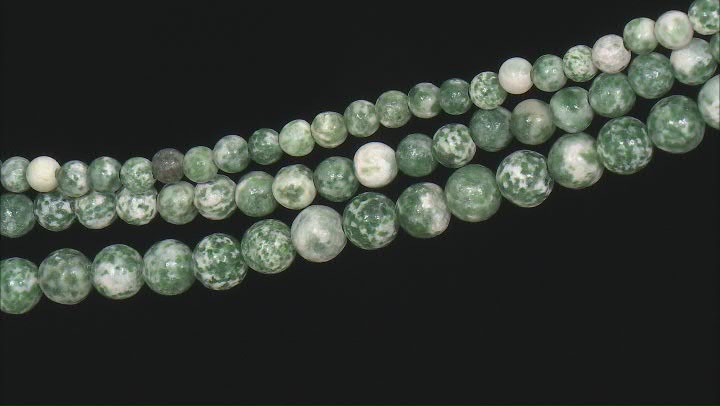 Mixed Ornamental Stone appx 6-10mm Round Bead Strand Set of 3 appx 13-14" Video Thumbnail