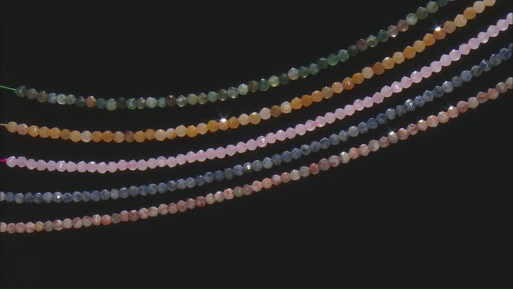 Multi-Stone Cut appx 5.5-6.5mm Faceted Round Bead Strand Set of 5 appx 14-15" Video Thumbnail