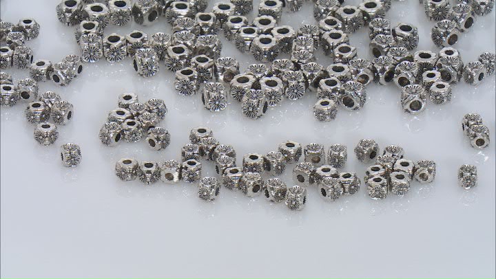 Antiqued Silver Tone Flower Cube Shape Spacer Beads in 2 Sizes 500 Pieces Total Video Thumbnail