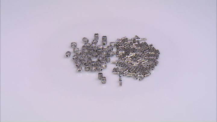 Antiqued Silver Tone Tube Shape Large Hole Spacer Beads in 2 Styles and Sizes 200 Pieces Total Video Thumbnail