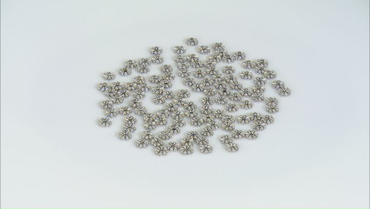 Antiqued Silver Tone Flat appx 8x2.5mm Round Large Hole Spacer Beads appx 150 Beads Total Video Thumbnail