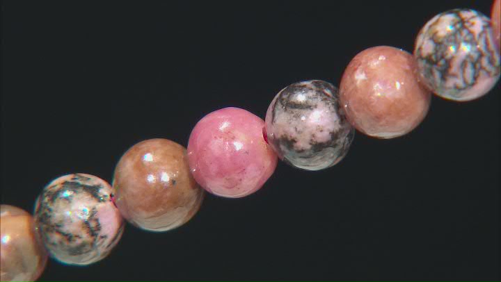 Rhodonite and Rhodonite in Quartz Matrix appx 6mm Round Bead Strand appx 2m in Length Video Thumbnail