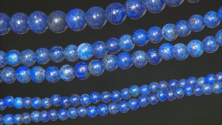 Lapis Lazuli Round Bead appx 4-8mm Set of 5 Strands Video Thumbnail