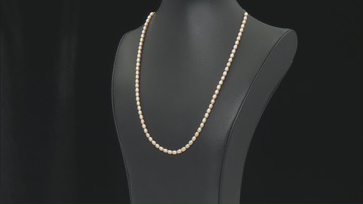 Light Champagne Cultured Freshwater Pearl Rice Bead appx 4-4.5mm appx 15" Strand Length Video Thumbnail