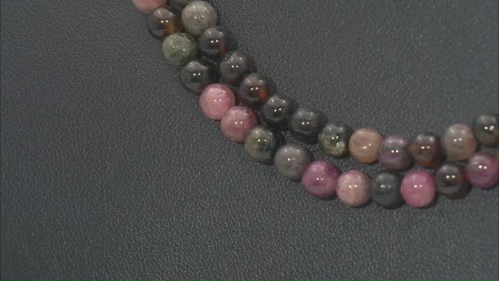 Multi-Tourmaline Round Bead appx 5mm Set of 2 Strands Video Thumbnail