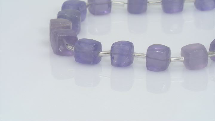 Lavender Fluorite Faceted Cube appx 7-8mm Bead Strand Video Thumbnail
