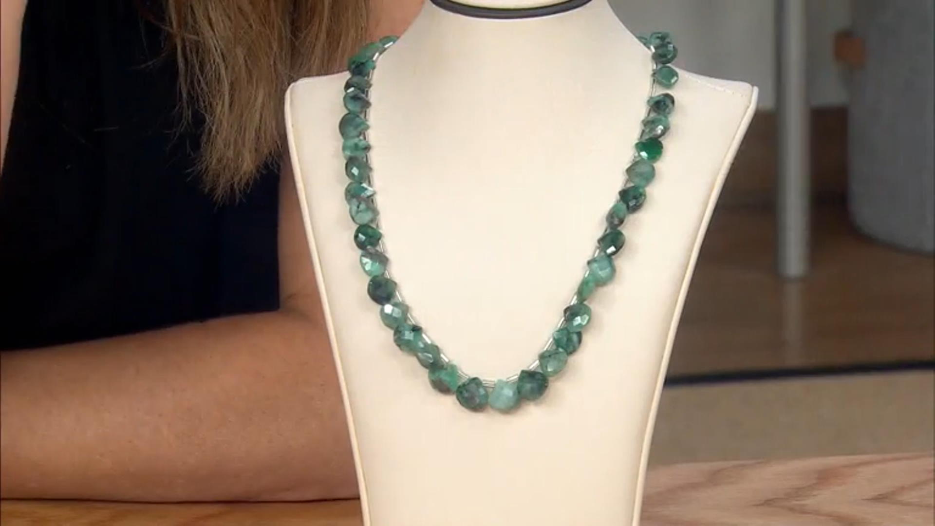 Emerald Pear Shape Faceted Bead appx 9-12mm Strand appx 16" in Length Video Thumbnail