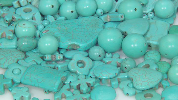 Turquoise Simulant 1lb Mix Bag of Assorted Shape & Color Beads appx 6mm-50mm Video Thumbnail